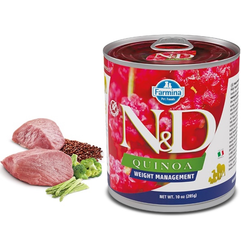 N&D Quinoa Canine Adult Weight Management Lamb Wet Food /Пълноценна Храна За Израснали Кучета Склонни Към Напълняване С Агнешко Месо И Киноа/-285гр