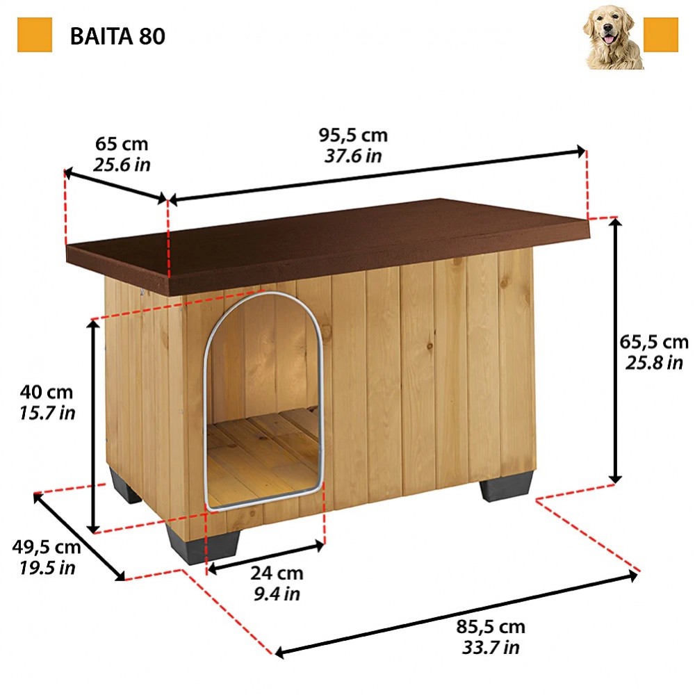 Ferplast Baita 80 /Дървена Къща За Куче/-95,5x65x65,5см Ferplast Baita 80 /Дървена Къща За Куче/-95,5x65x65,5см