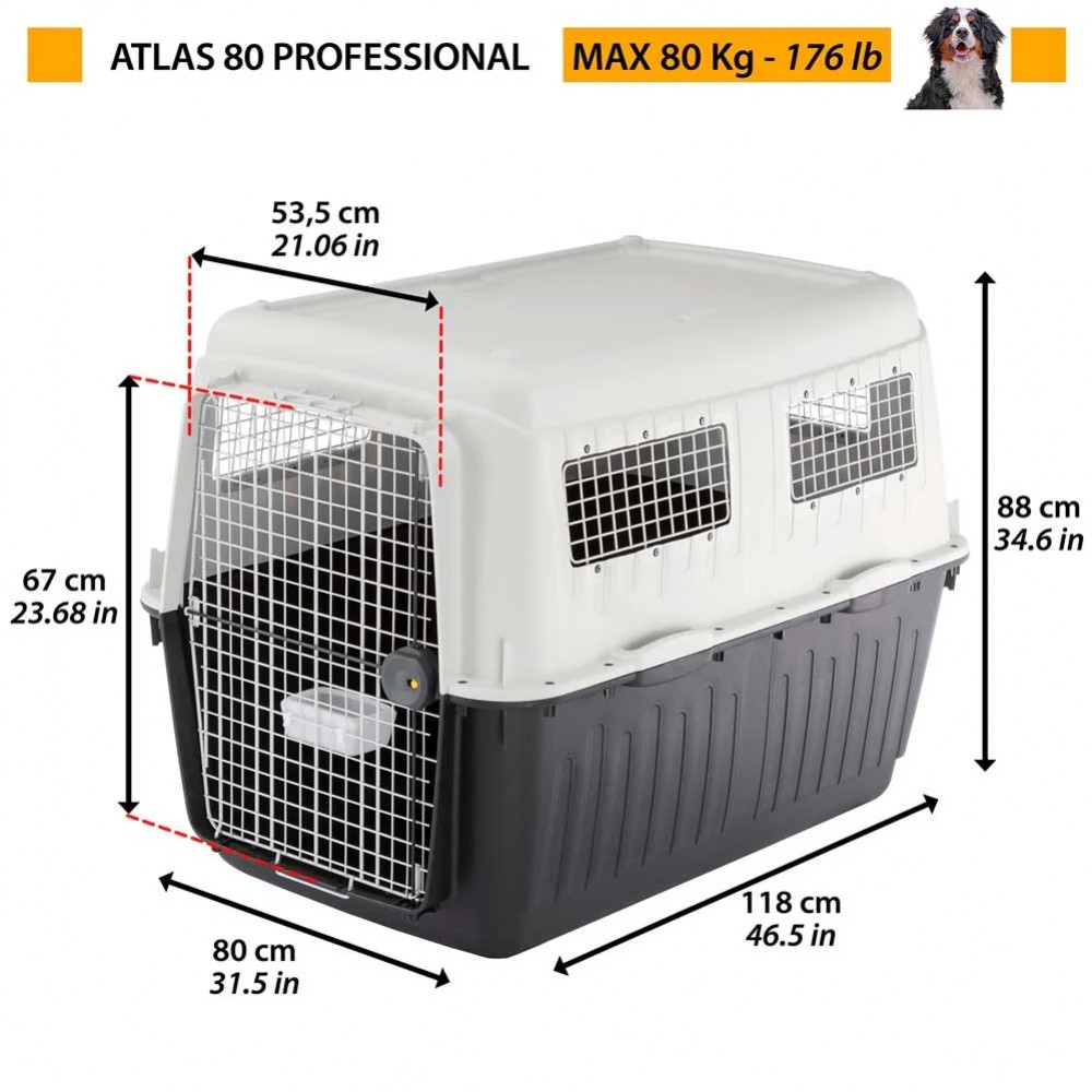 Ferplast Atlas 80 Professional /Оборудвана Пластмасова Транспортна Чанта/-80x118x88см Ferplast Atlas 80 Professional /Оборудвана Пластмасова Транспортна Чанта/-80x118x88см