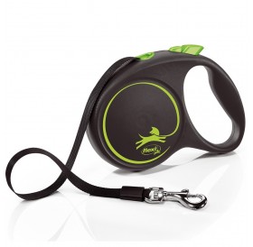 Flexi Black Design L Tape Green /Автоматичен Повод За Кучета До 50кг Лента/-5м