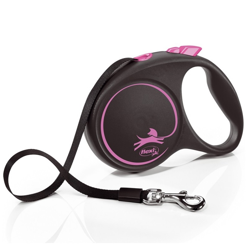 Flexi Black Design L Tape Pink /Автоматичен Повод За Кучета До 50кг Лента/-5м Flexi Black Design L Tape Pink /Автоматичен Повод За Кучета До 50кг Лента/-5м