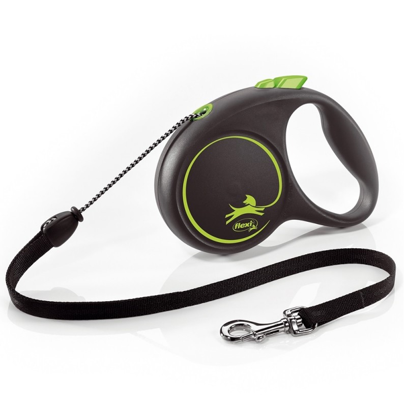 Flexi Black Design M Cord Green /Автоматичен Повод За Куче До 20кг Въже/-5м Flexi Black Design M Cord Green /Автоматичен Повод За Куче До 20кг Въже/-5м