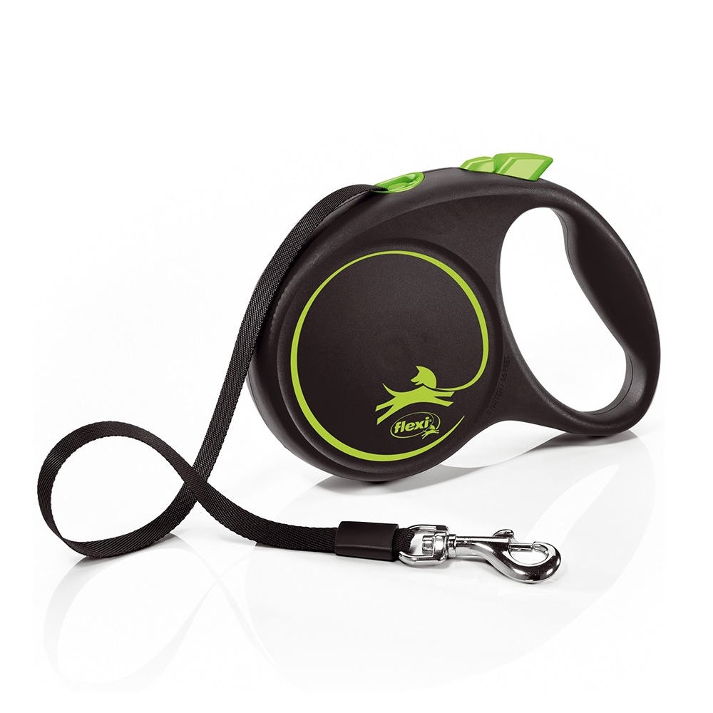 Flexi Black Design M Tape Green /Автоматичен Повод За Кучета До 25кг Лента/-5м Flexi Black Design M Tape Green /Автоматичен Повод За Кучета До 25кг Лента/-5м