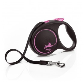 Flexi Black Design M Tape Pink /Автоматичен Повод За Кучета До 25кг Лента/-5м