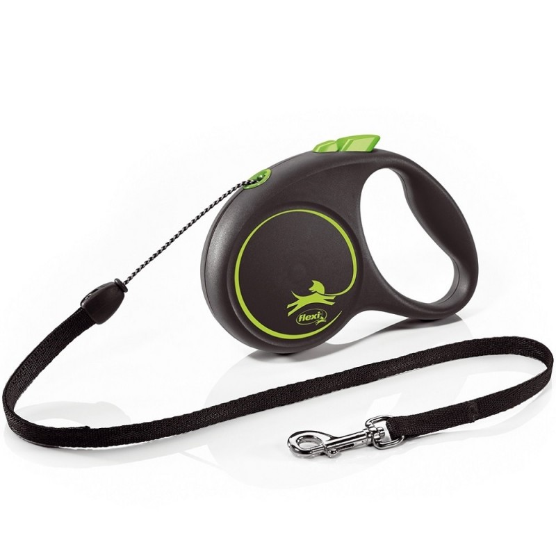 Flexi Black Design S Cord Green /Автоматичен Повод За Кучета До 12кг Въже/-5м