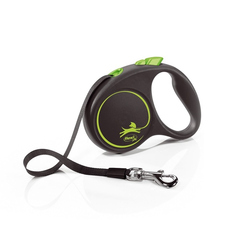 Flexi Black Design S Tape Green /Автоматичен Повод За Кучета До 15кг Лента/-5м Flexi Black Design S Tape Green /Автоматичен Повод За Кучета До 15кг Лента/-5м
