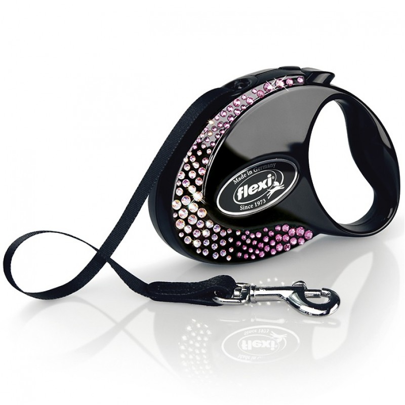Flexi Glam Composition S Tape Onyx-Black /Луксозен Автоматичен Повод С Камъни Swarovski® За Кучета До 12кг Лента/-3м Flexi Glam Composition S Tape Onyx-Black /Луксозен Автоматичен Повод С Камъни Swarovski® За Кучета До 12кг Лента/-3м