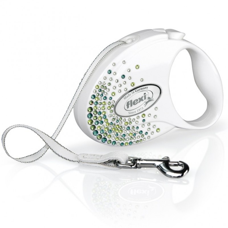 Flexi Glam Splash Leaf S Tape /Луксозен Автоматичен Повод С Камъни Swarovski® За Кучета До 12кг Лента/-3м Flexi Glam Splash Leaf S Tape /Луксозен Автоматичен Повод С Камъни Swarovski® За Кучета До 12кг Лента/-3м