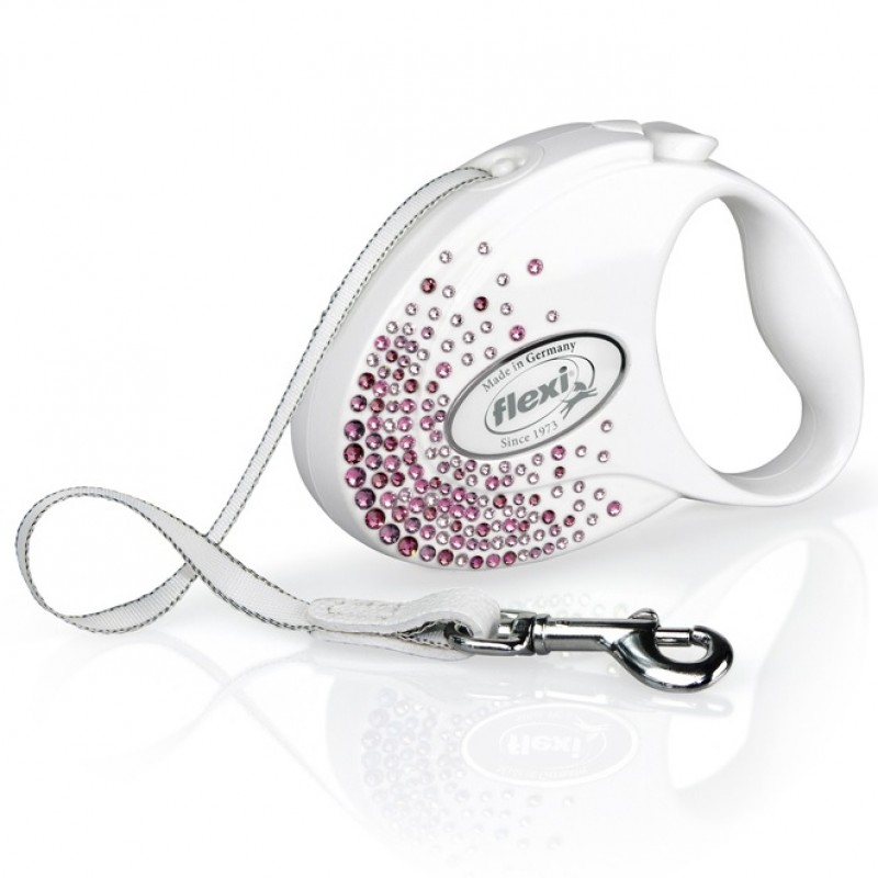 Flexi Glam Splash Pink S Tape /Луксозен Автоматичен Повод С Камъни Swarovski® За Кучета До 12кг Лента/-3м Flexi Glam Splash Pink S Tape /Луксозен Автоматичен Повод С Камъни Swarovski® За Кучета До 12кг Лента/-3м