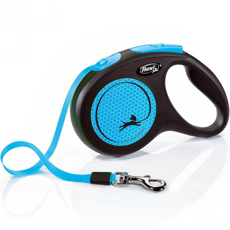 Flexi New Neon Medium Tape Blue /Автоматичен Повод За Кучета До 25кг Лента/-5м Flexi New Neon Medium Tape Blue /Автоматичен Повод За Кучета До 25кг Лента/-5м