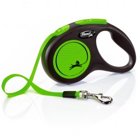 Flexi New Neon Small Tape Green /Автоматичен Повод За Кучета До 15кг Лента/-5м Flexi New Neon Small Tape Green /Автоматичен Повод За Кучета До 15кг Лента/-5м