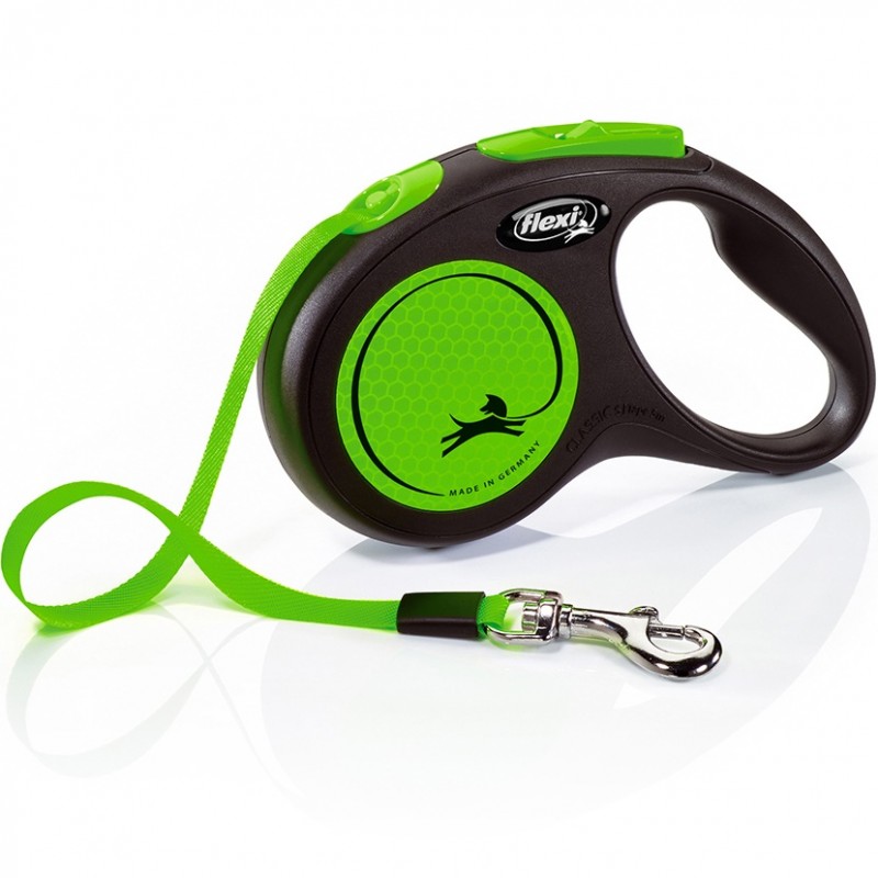 Flexi New Neon Small Tape Green /Автоматичен Повод За Кучета До 15кг Лента/-5м Flexi New Neon Small Tape Green /Автоматичен Повод За Кучета До 15кг Лента/-5м