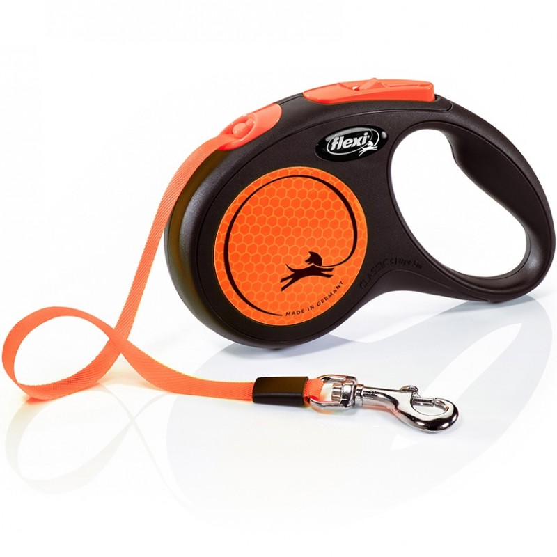 Flexi New Neon Small Tape Orange /Автоматичен Повод За Кучета До 15кг Лента/-5м Flexi New Neon Small Tape Orange /Автоматичен Повод За Кучета До 15кг Лента/-5м