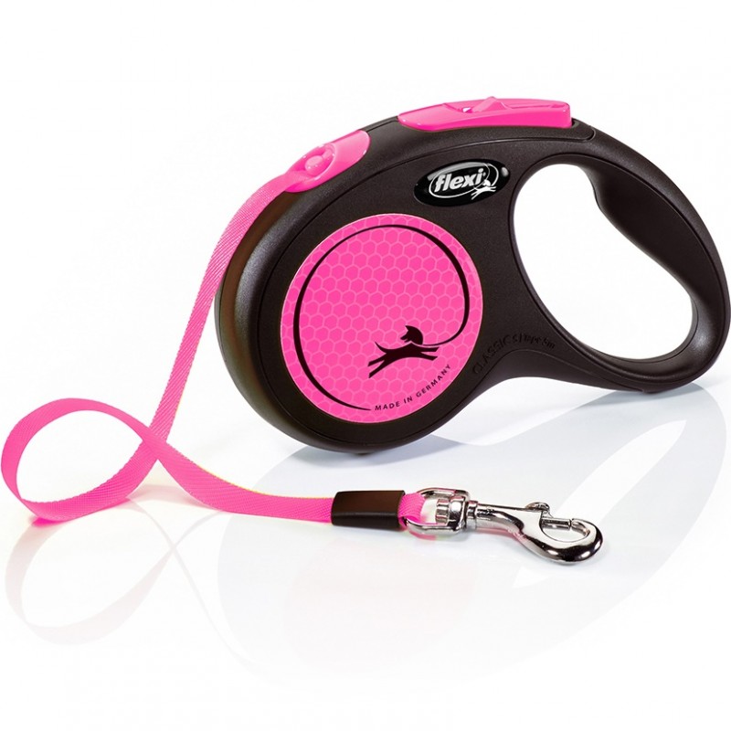 Flexi New Neon Small Tape Pink /Автоматичен Повод За Кучета До 15кг Лента/-5м Flexi New Neon Small Tape Pink /Автоматичен Повод За Кучета До 15кг Лента/-5м
