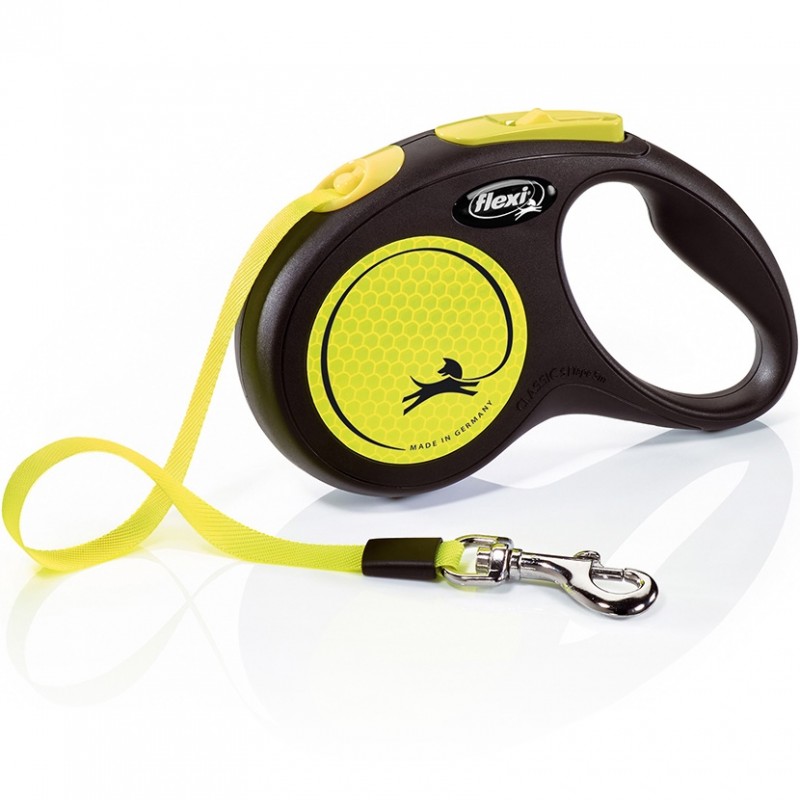 Flexi New Neon Small Tape Yellow /Автоматичен Повод За Кучета До 15кг Лента/-5м Flexi New Neon Small Tape Yellow /Автоматичен Повод За Кучета До 15кг Лента/-5м