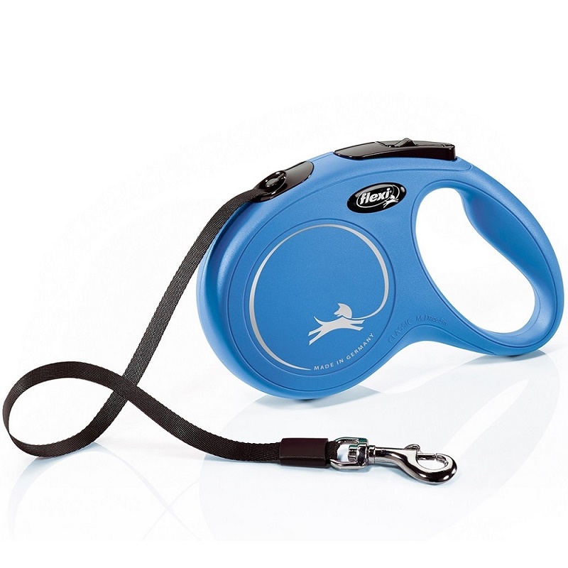 Flexi New Classic Medium Tape Blue /Автоматичен Повод За Кучета До 25кг Лента/-5м Flexi New Classic Medium Tape Blue /Автоматичен Повод За Кучета До 25кг Лента/-5м