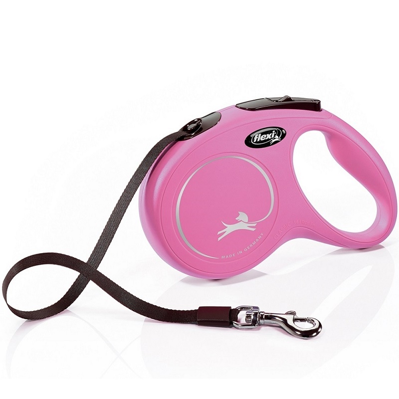 Flexi New Classic Medium Tape Pink /Автоматичен Повод За Кучета До 25кг Лента/-5м Flexi New Classic Medium Tape Pink /Автоматичен Повод За Кучета До 25кг Лента/-5м