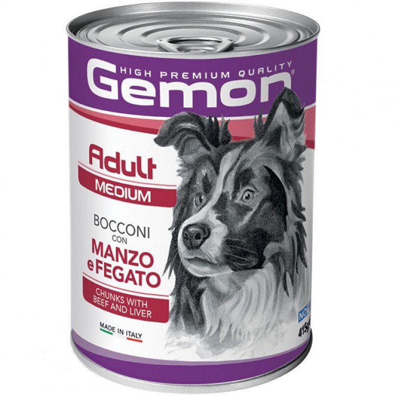 Gemon Medium Adult Dog Chunks With Beef&Liver /Пълноценна Храна За Израснали Кучета Средни Породи Хапки С Говеждо Месо И Черен Дроб/-415гр Gemon Medium Adult Dog Chunks With Beef&Liver /Пълноценна Храна За Израснали Кучета Средни Породи Хапки С Говеждо Месо И Черен Дроб/-415гр