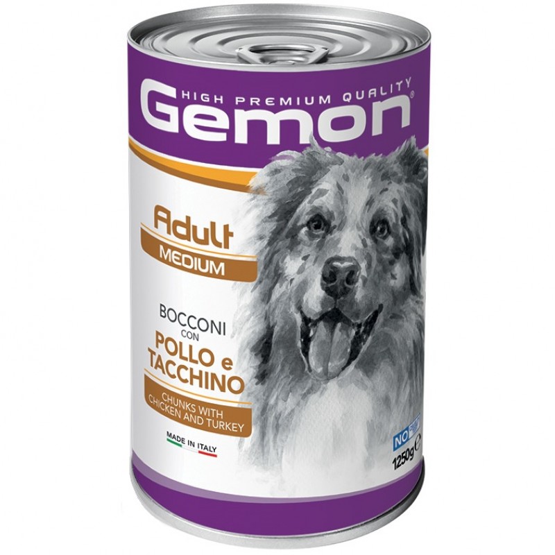 Gemon Medium Adult Dog Chunks With Chicken&Turkey /Пълноценна Храна За Израснали Кучета Средни Породи Хапки С Пилешко И Пуешко Месо/-1250гр Gemon Medium Adult Dog Chunks With Chicken&Turkey /Пълноценна Храна За Израснали Кучета Средни Породи Хапки С Пилешко И Пуешко Месо/-1250гр