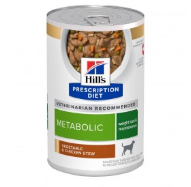 Hill's Prescription Diet Canine Metabolic Chicken&Vegetable Stew /Пълноценна Диета За Израснали Кучета С Наднормено Тегло (Задушено Пилешко И Зеленчуци)/-354гр