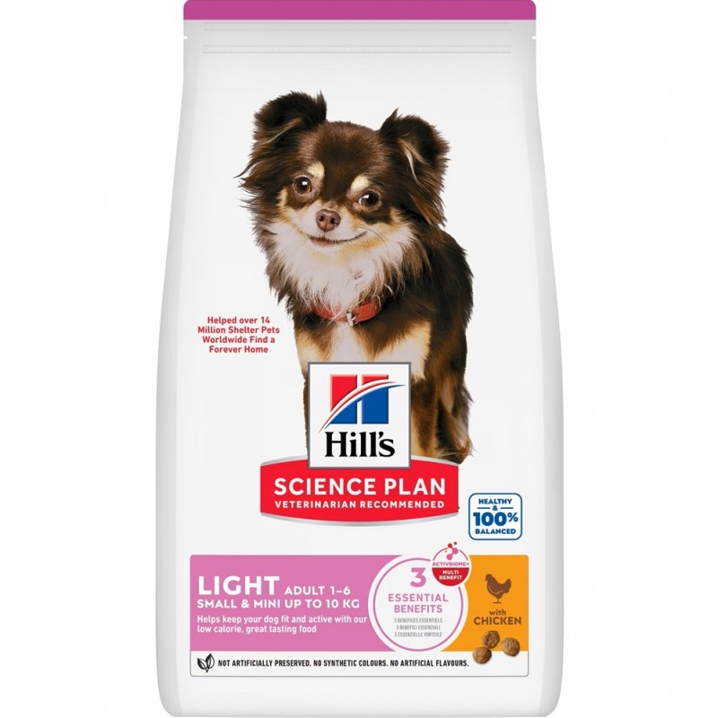 Hill's Science Plan Canine Adult Small&Mini Light With Chicken /Пълноценна Храна За Израснали Кучета Миниатюрни И Дребни Породи С Наднормено Тегло/-6кг