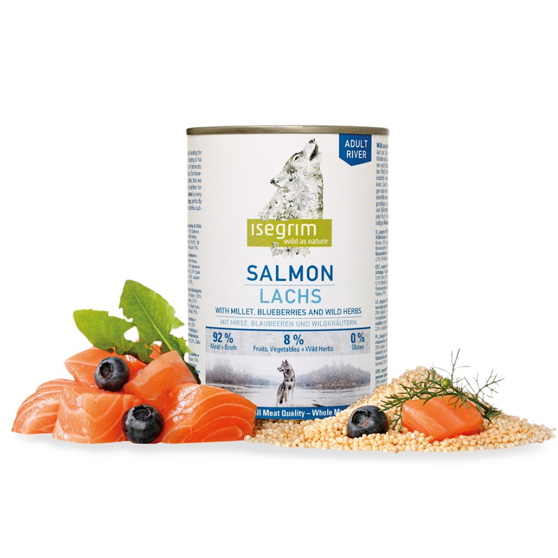 Isegrim Can Adult Salmon+Millet Blueberries&Wild Herbs /Пълноценна Храна За Израснали Кучета Със Сьомга Просо Боровинки И Диви Билки/-800гр Isegrim Can Adult Salmon+Millet Blueberries&Wild Herbs /Пълноценна Храна За Израснали Кучета Със Сьомга Просо Боровинки И Диви Билки/-800гр