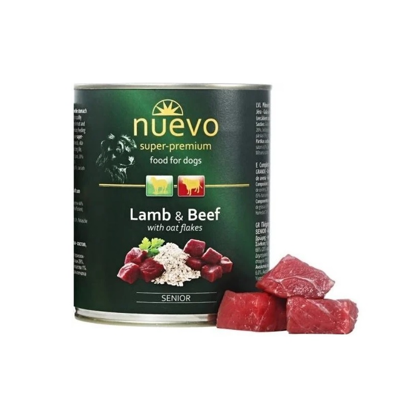 Nuevo Dog Senior Lamb&Beef With Oat Flakes /Храна За Възрастни Кучета С Агнешко И Говеждо Месо И Овесени Ядки/-800гр Nuevo Dog Senior Lamb&Beef With Oat Flakes /Храна За Възрастни Кучета С Агнешко И Говеждо Месо И Овесени Ядки/-800гр