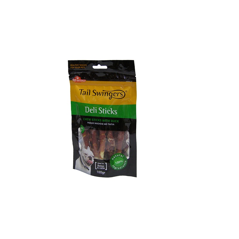 Pet Interest Deli Chewsticks with Duck /лакомство за куче пръчици от волска кожа увити в патешко филе/-100гр Pet Interest Deli Chewsticks with Duck /лакомство за куче пръчици от волска кожа увити в патешко филе/-100гр