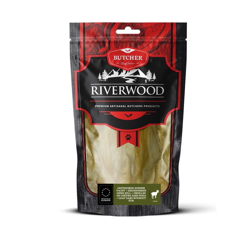 Riverwood Butcher Goat Ears Without Skin /Сушени Лакомства За Куче Уши От Коза Без Кожа/-100гр Riverwood Butcher Goat Ears Without Skin /Сушени Лакомства За Куче Уши От Коза Без Кожа/-100гр