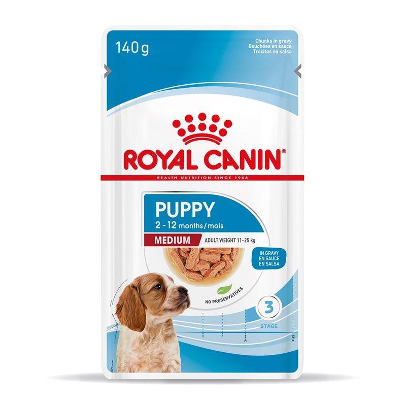 Royal Canin Medium Puppy Chunks In Gravy Pouches /Храна За Подрастващи Кученца Средни Породи/-10х140гр Royal Canin Medium Puppy Chunks In Gravy Pouches /Храна За Подрастващи Кученца Средни Породи/-10х140гр