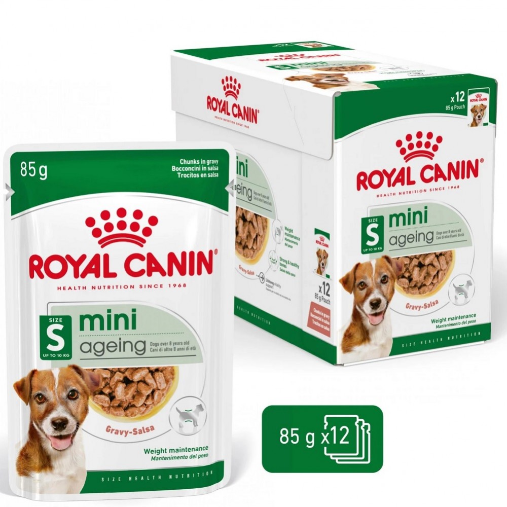 Royal Canin Mini Ageing Chunks In Gravy Pouches /Храна За Възрастни Кучета Дребни Породи/-12x85гр Royal Canin Mini Ageing Chunks In Gravy Pouches /Храна За Възрастни Кучета Дребни Породи/-12x85гр