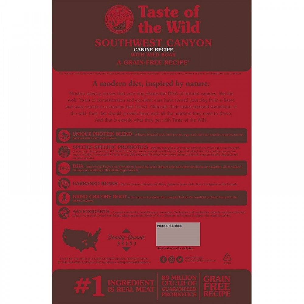 Taste Of The Wild Southwest Canyon Canine Recipe With Wild Boar /Храна За Израснали Кучета С Месо От Диви Прасета/-12,2кг