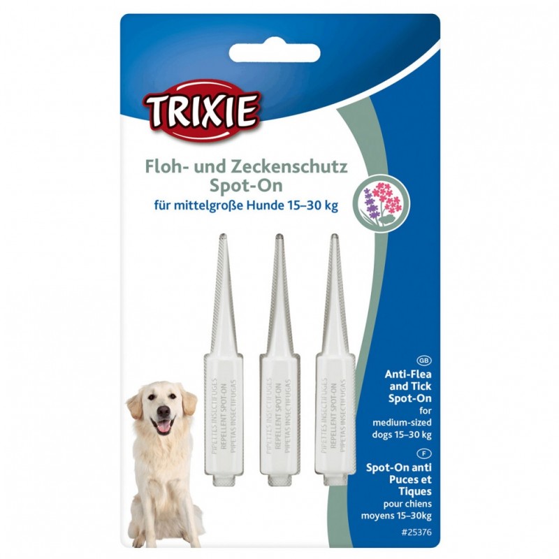 Trixie Spot-On Flea And Tick Protection For Medium Dogs /Био Противопаразитни Пипети С Репелентно Действие За Кучета Средни Породи/-3бр