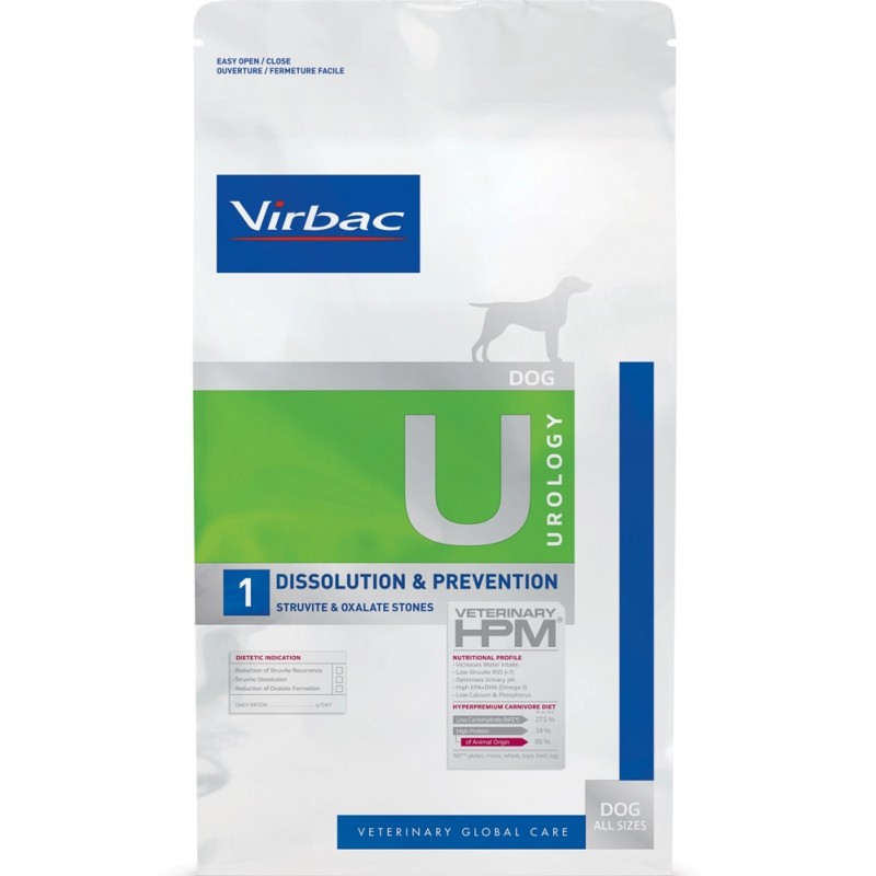 Virbac Veterinary HPM Urology Dog Food U1 For Urinary Disorders&Stones /Диета За Кучета За Разтваряне На Струвитни И Превенция На Оксалатни Камъни/-12кг