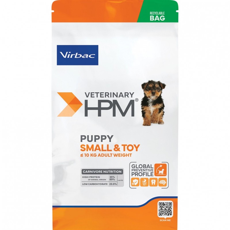 Virbac Veterinary HPM Puppy Small&Toy Dry Dog Food For Small&Toy Breeds /Пълноценна Храна За Подрастващи Кученца Миниатюрни И Дребни Породи/-3кг Virbac Veterinary HPM Puppy Small&Toy Dry Dog Food For Small&Toy Breeds /Пълноценна Храна За Подрастващи Кученца Миниатюрни И Дребни Породи/-3кг