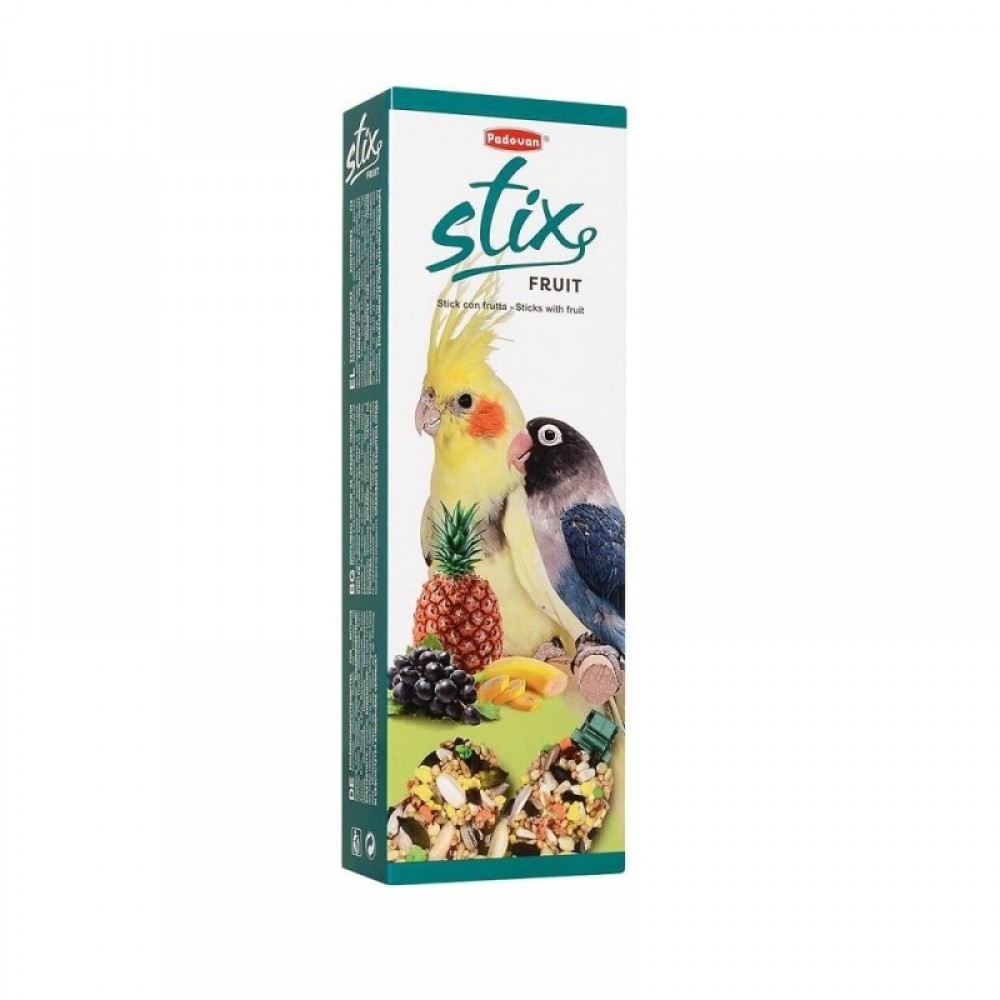 Padovan Sticks Fruit Parakeets /Крекери С Плодове За Средни Папагали 2бр/-100гр Padovan Sticks Fruit Parakeets /Крекери С Плодове За Средни Папагали 2бр/-100гр